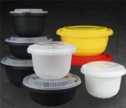 Babhlaí Stórála Plaisteacha Indiúscartha Le Lids Le haghaidh Bia